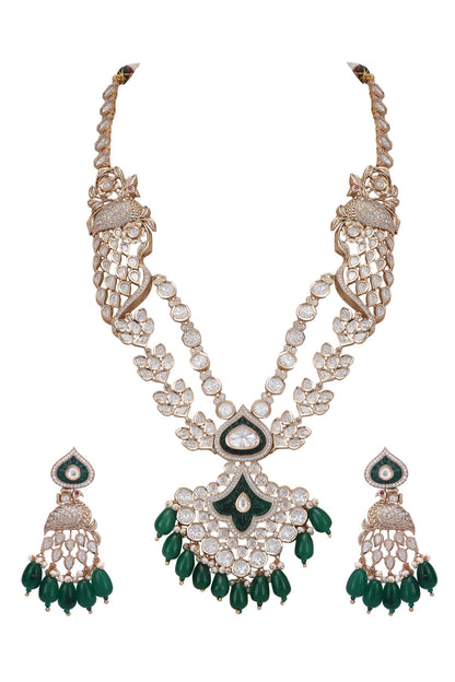 Peacock Carved Pendant Necklace Set 