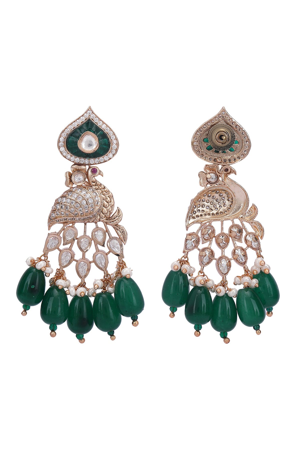 Peacock Carved Pendant Necklace Set 