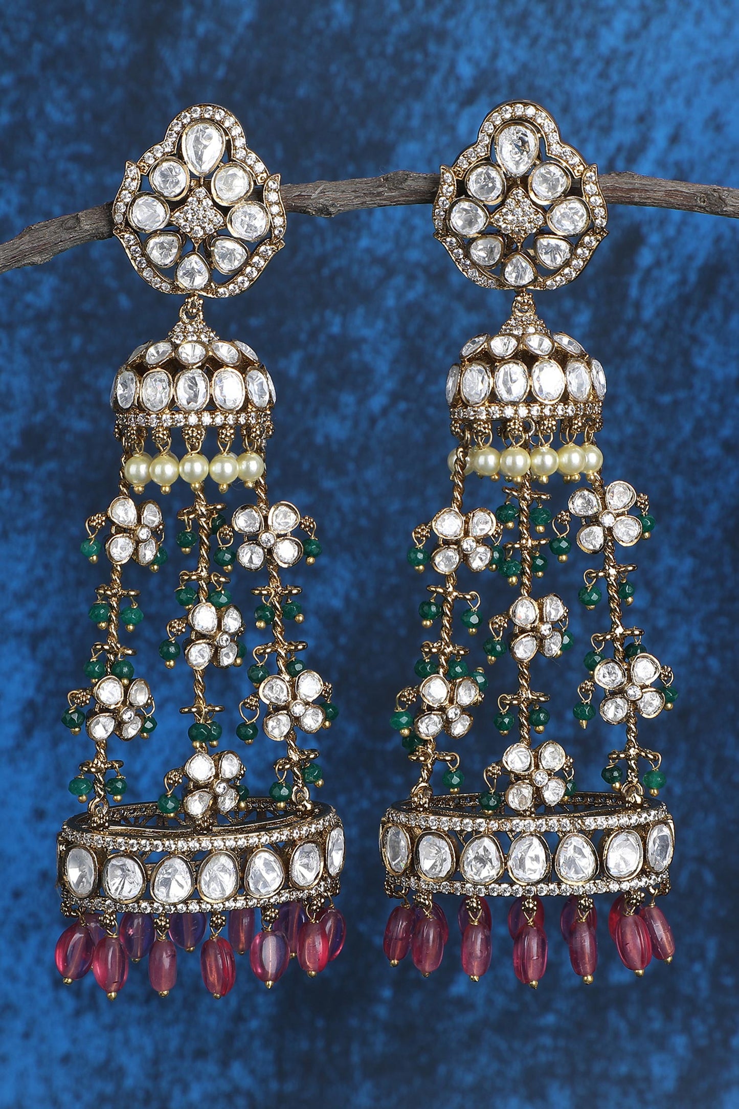 Kundan Embellished Jhumkas 