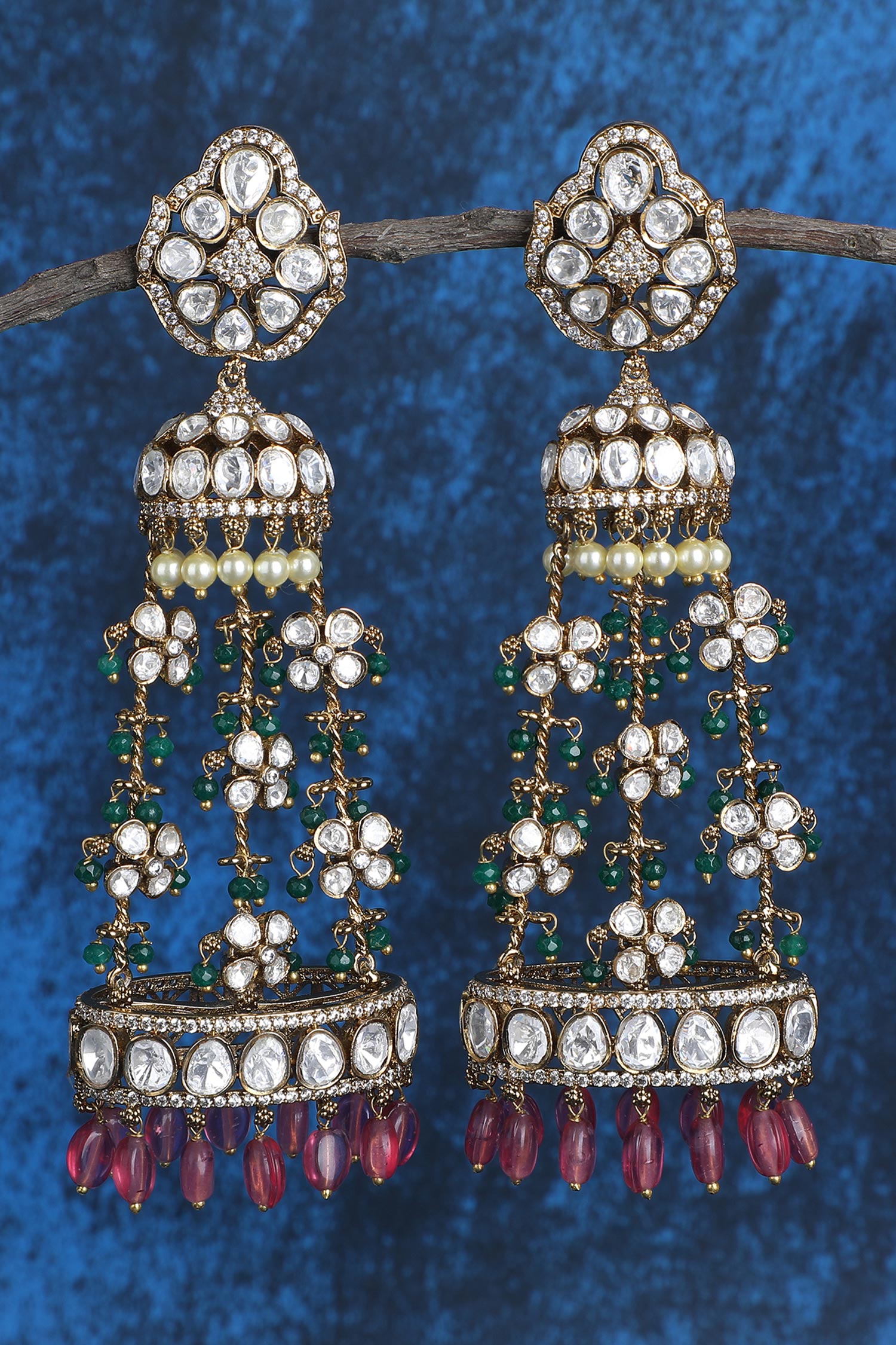 Kundan Embellished Jhumkas 