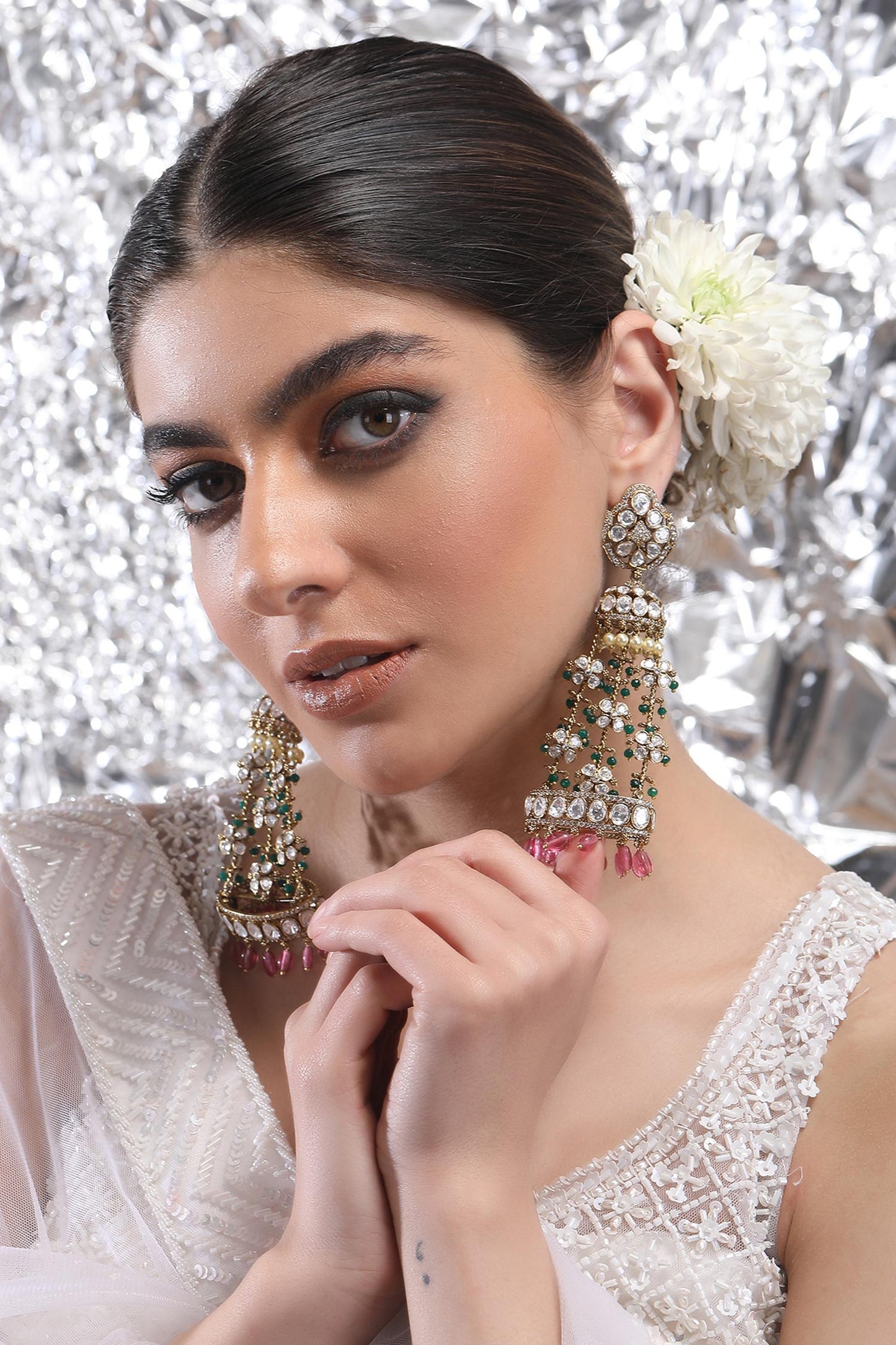 Kundan Embellished Jhumkas 