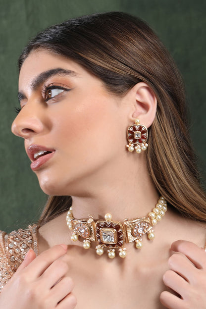 Geometric Carved Choker Set 