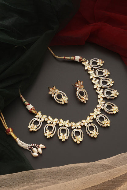 Polki Studded Floral Butterfly Necklace Set 