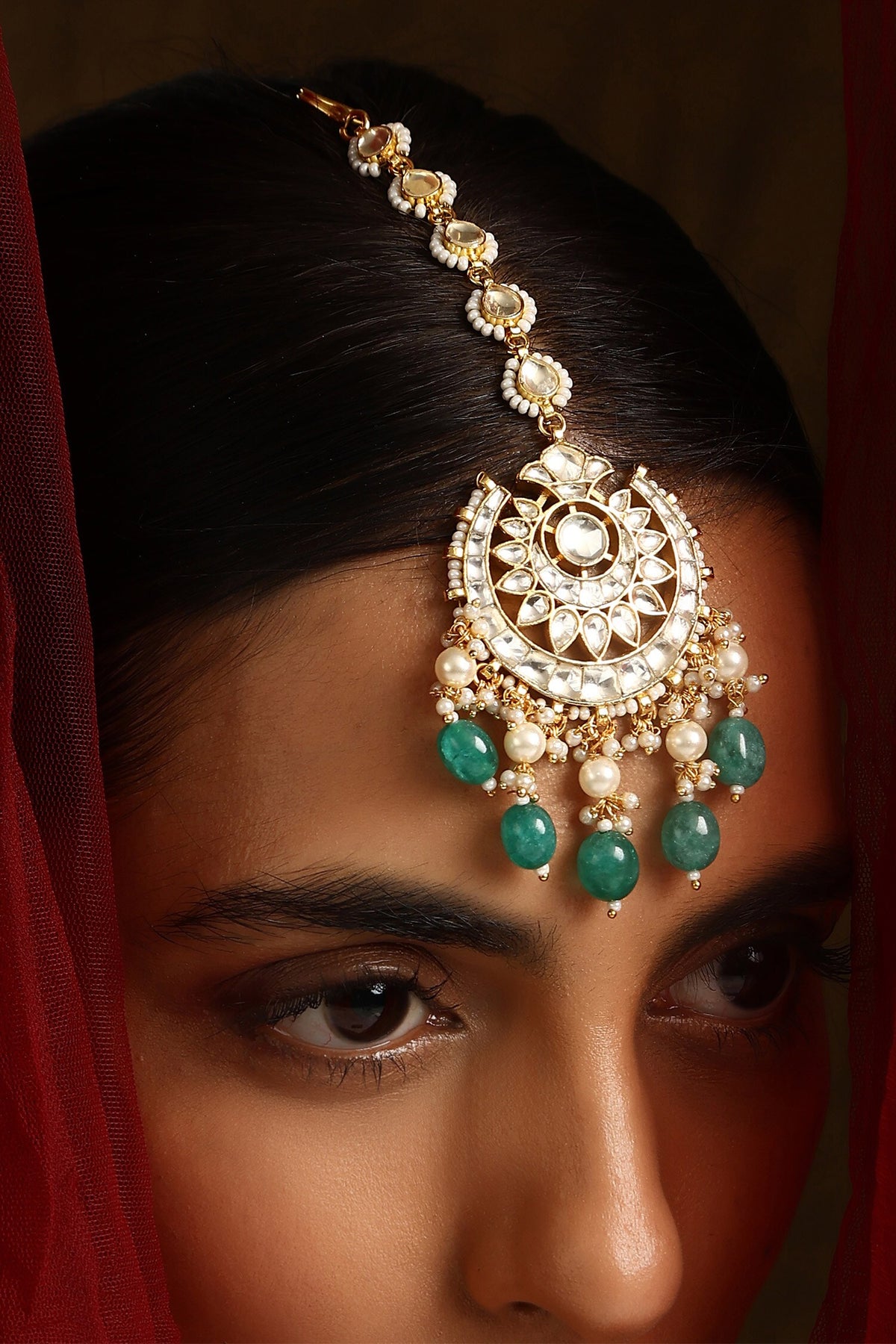 Floral Chand Cutwork Maangtikka 