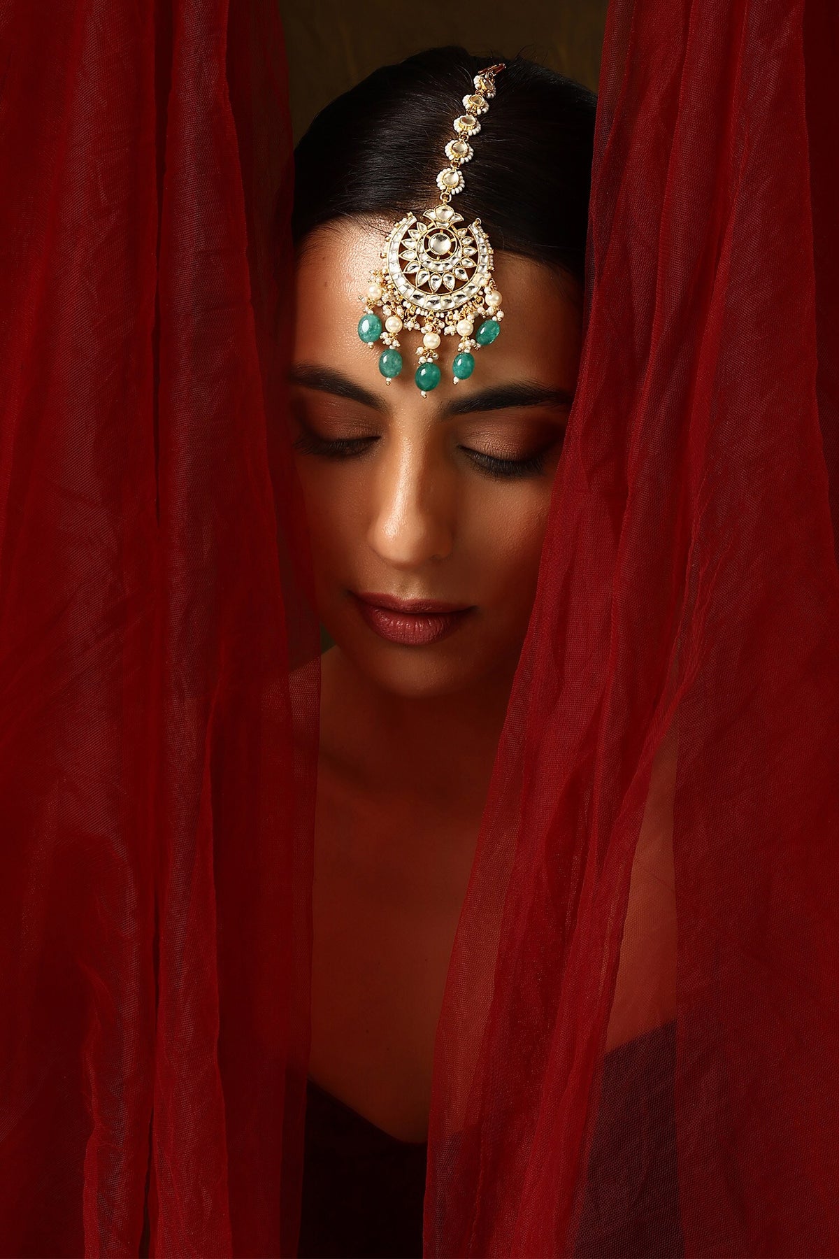 Floral Chand Cutwork Maangtikka 