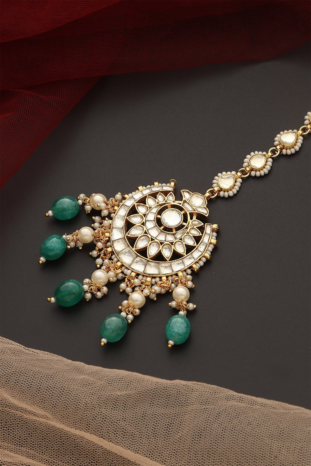 Floral Chand Cutwork Maangtikka 