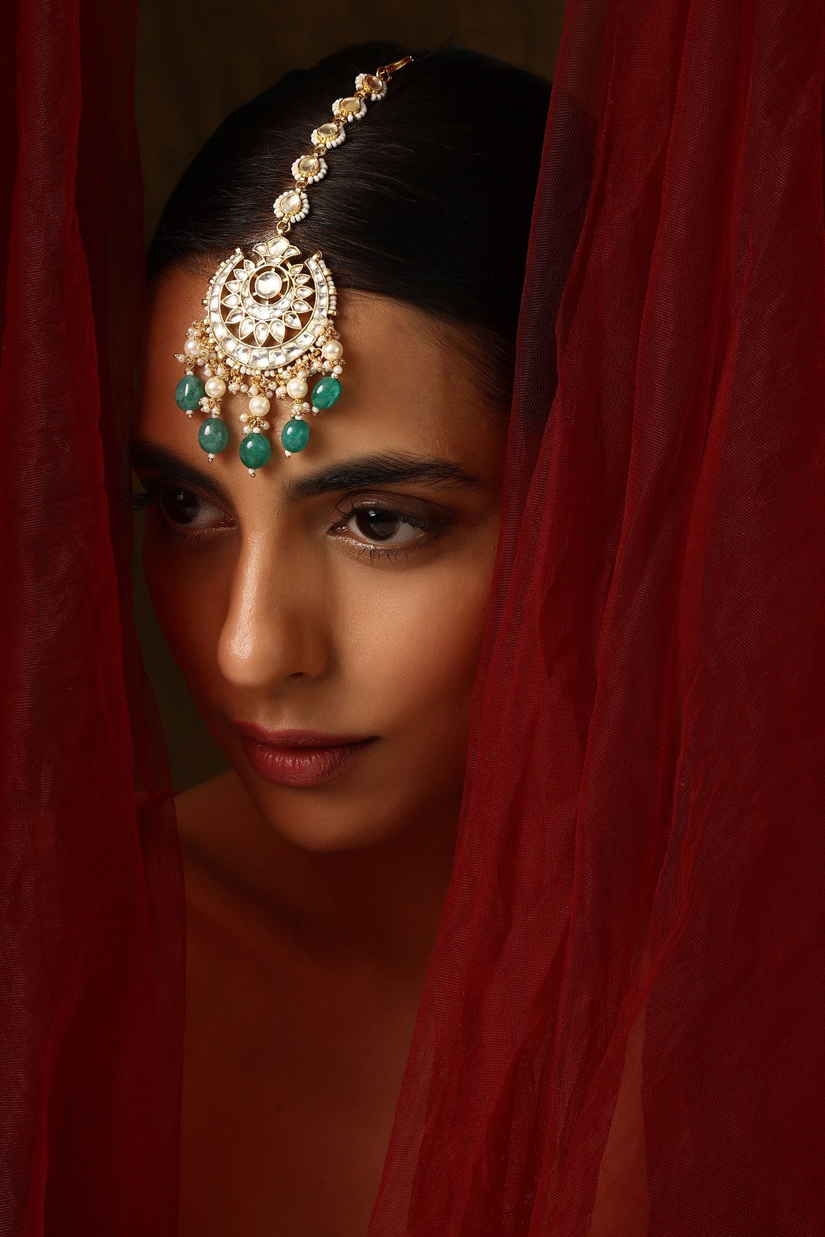 Floral Chand Cutwork Maangtikka 