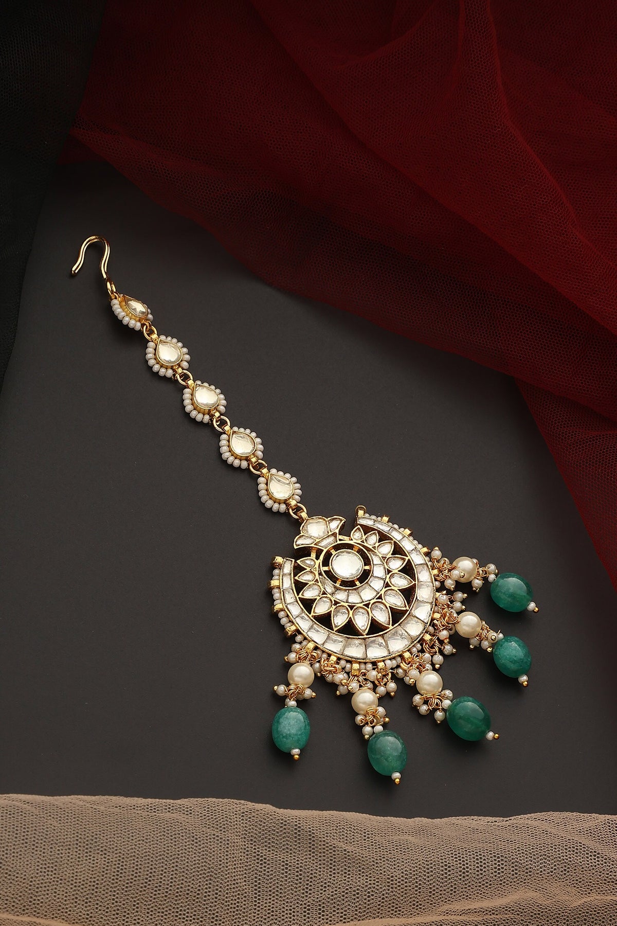 Floral Chand Cutwork Maangtikka 