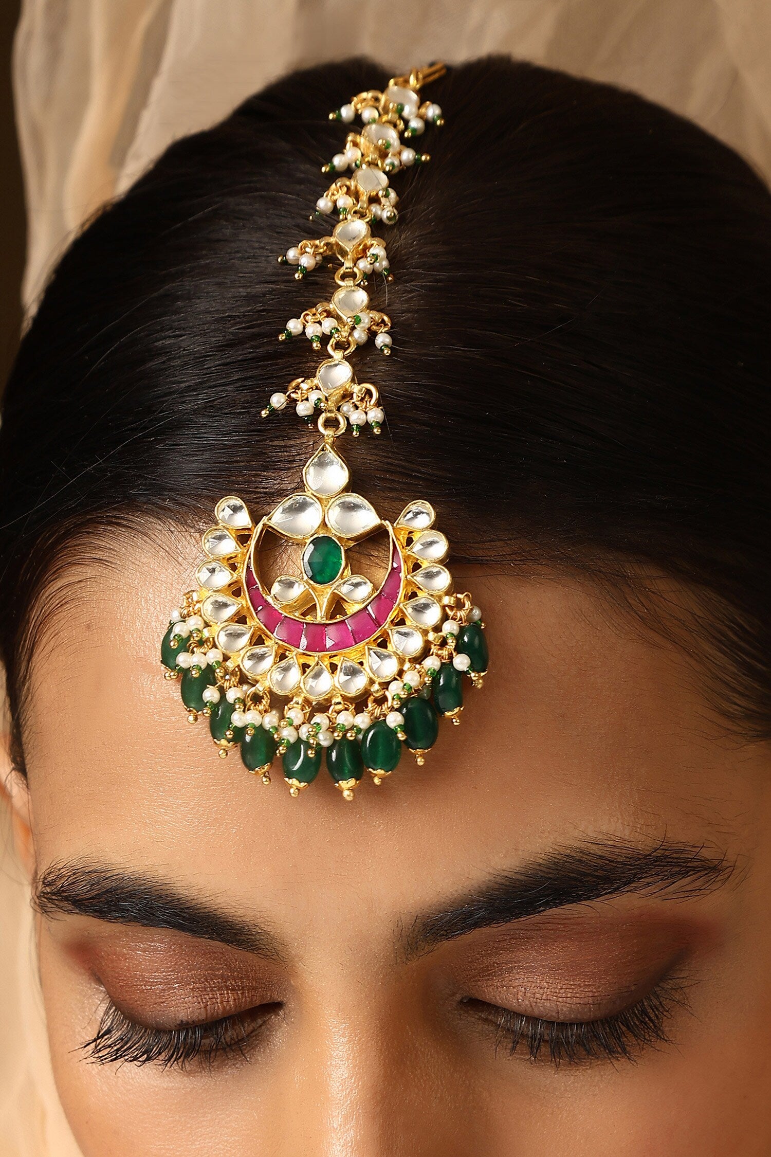 Crescent Moon Cutwork Maangtikka 