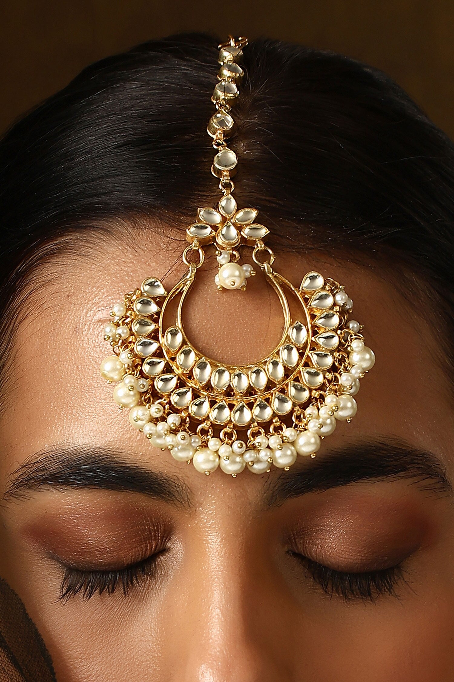 Crescent Moon Embellished Maangtikka 
