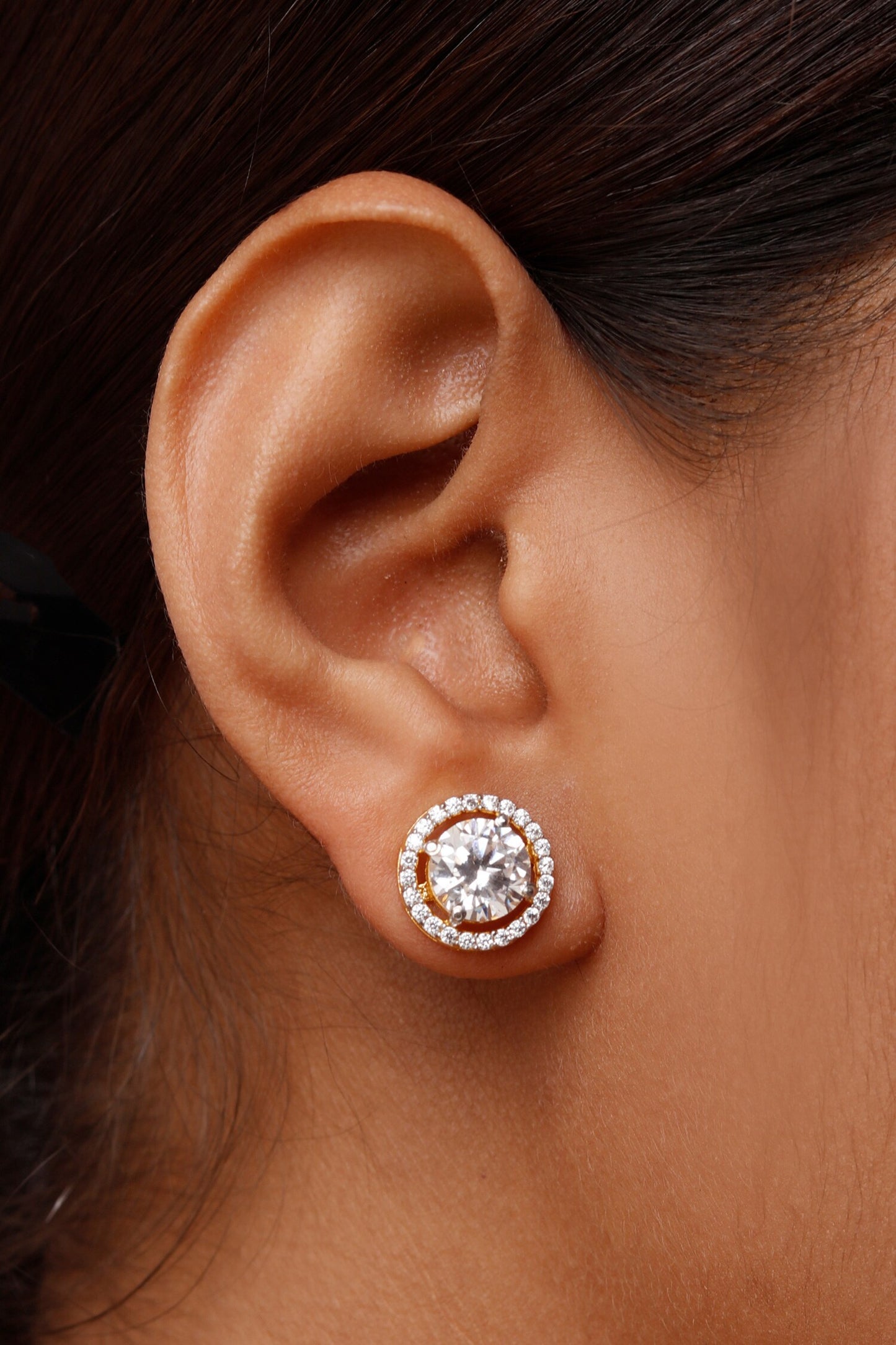 Cubic Zirconia Studded Earrings 