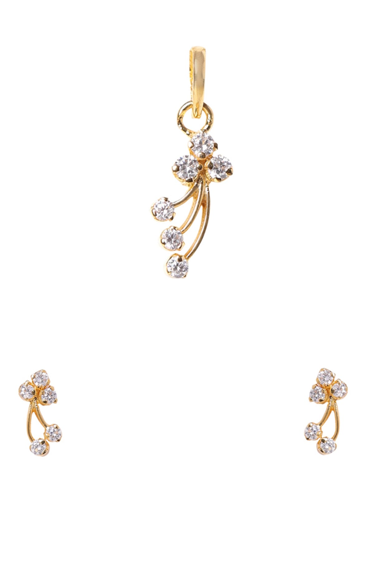 Stone Studded Floral Drop Pendant Set 