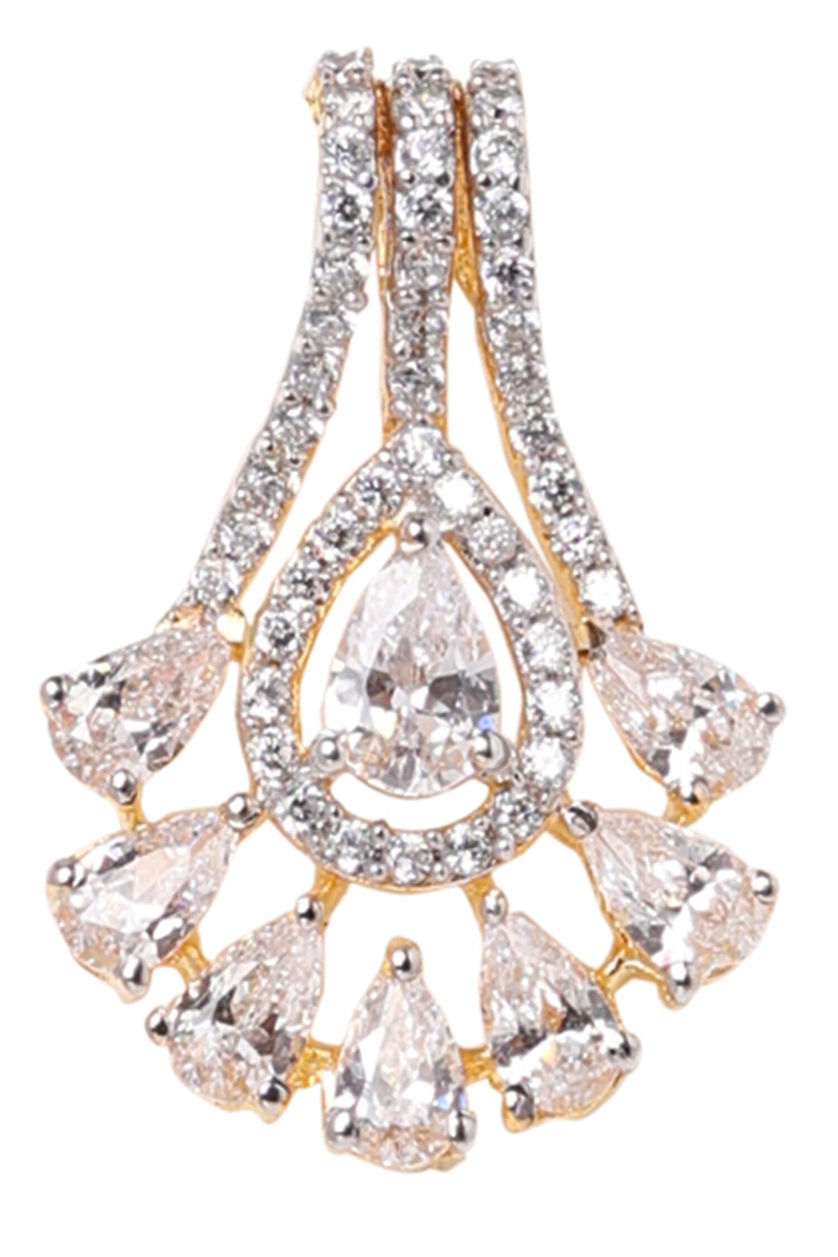 Stone Studded Floral Pendant 