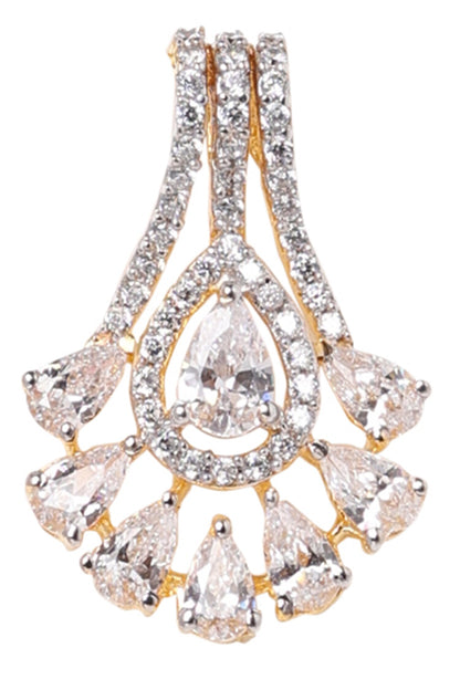 Stone Studded Floral Pendant 