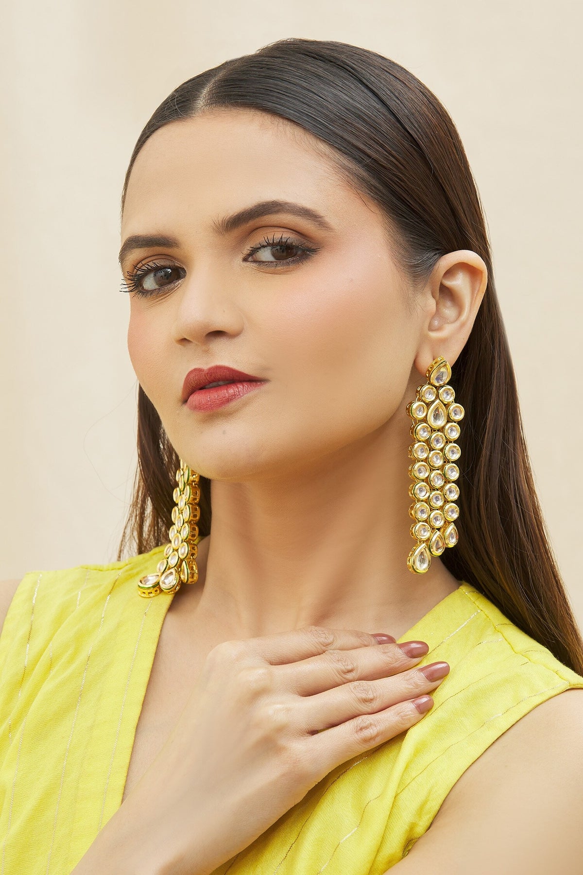 Kundan Tassel Drop Earrings 