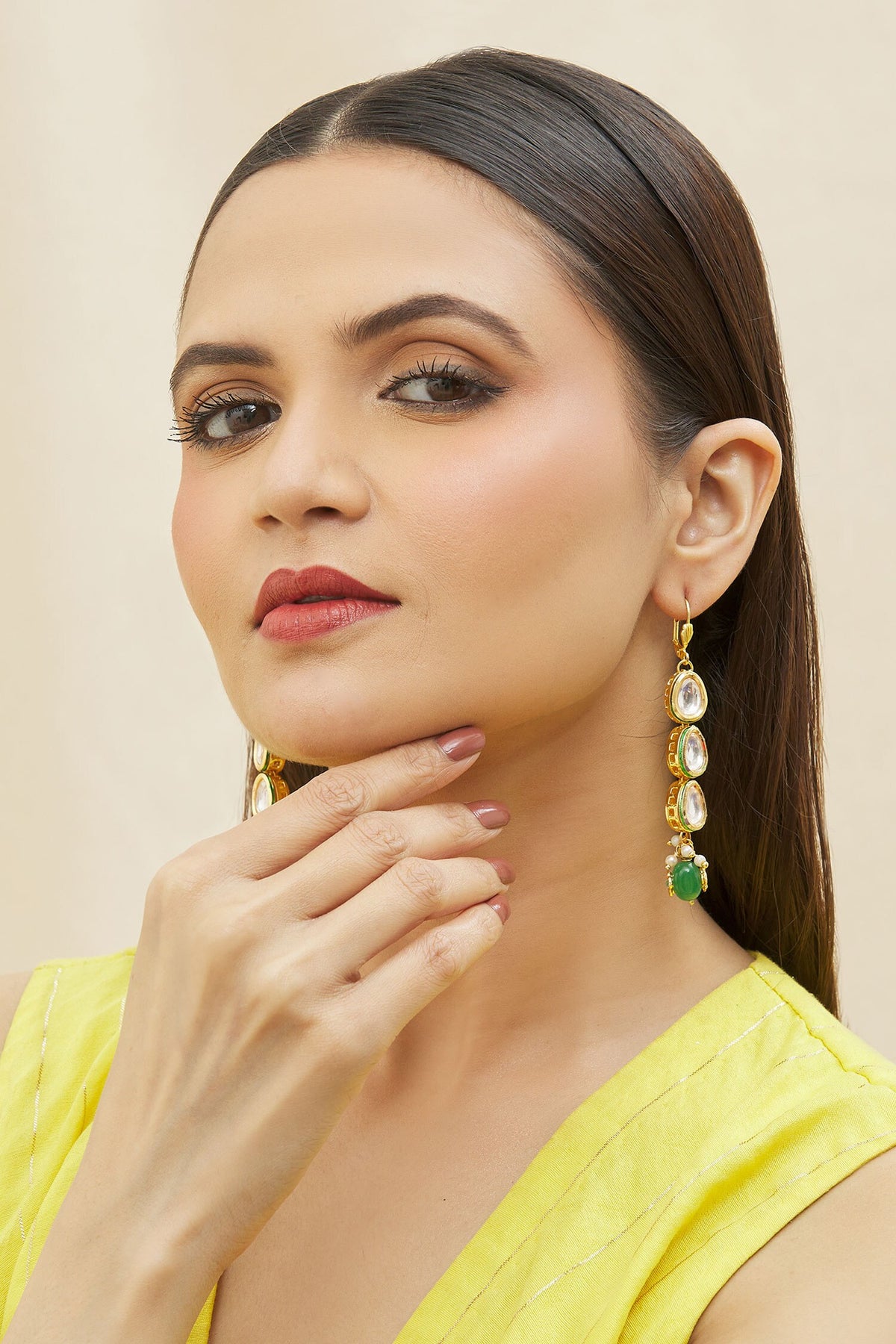 Kundan Tiered Earrings 
