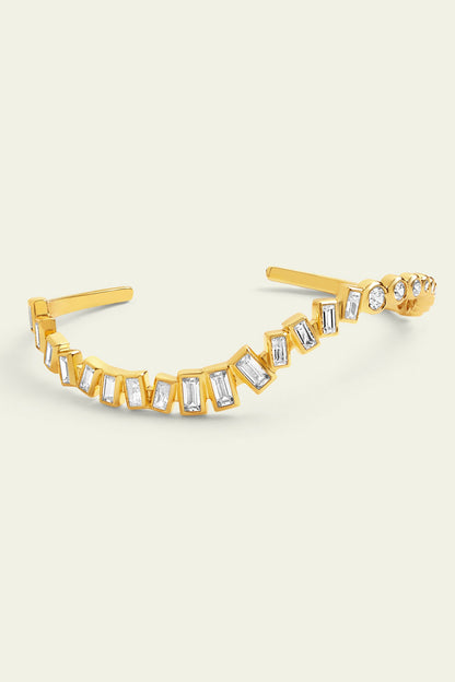 Cubic Zirconia Encrusted Quad Wave Cuff Bracelet 