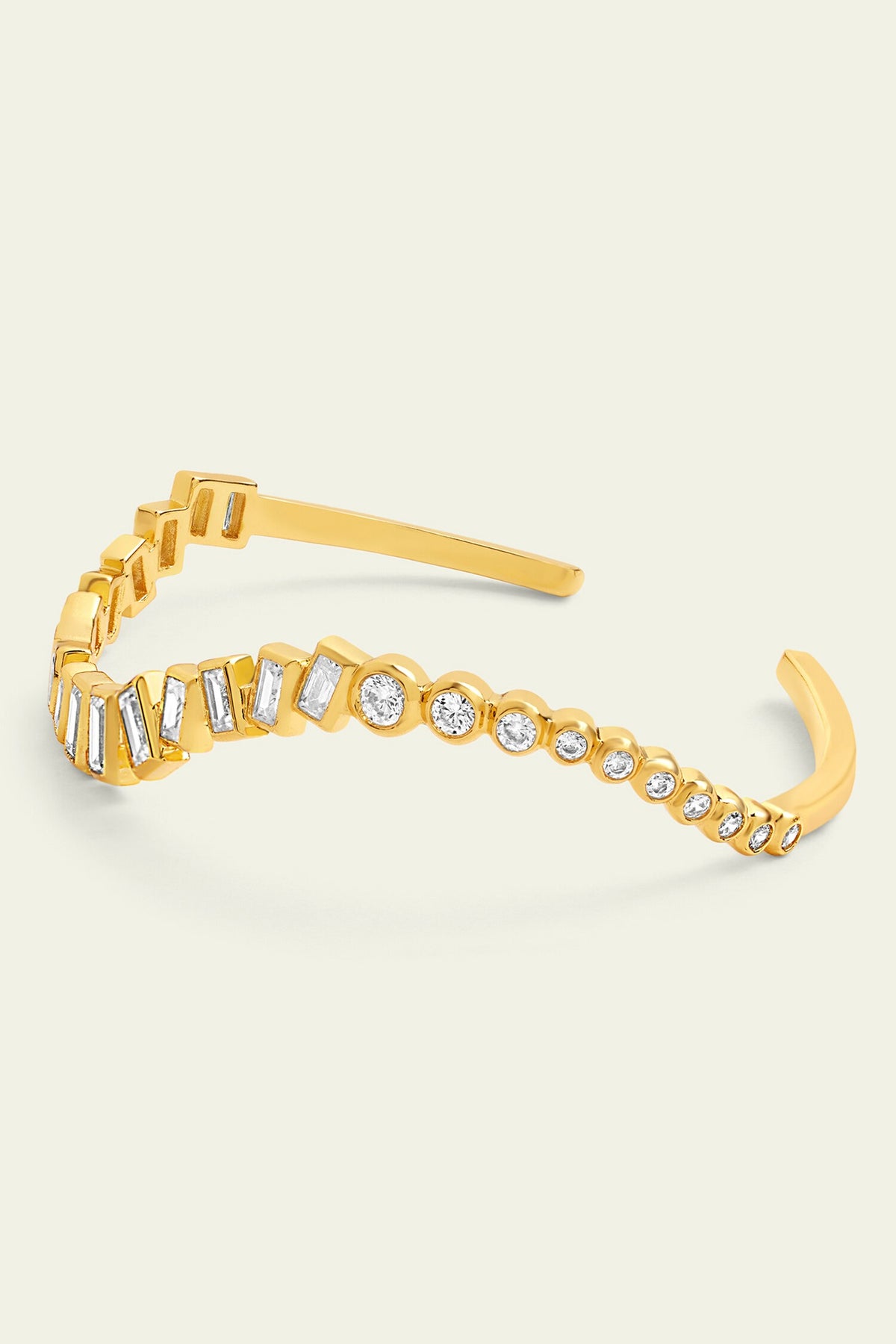 Cubic Zirconia Encrusted Quad Wave Cuff Bracelet 