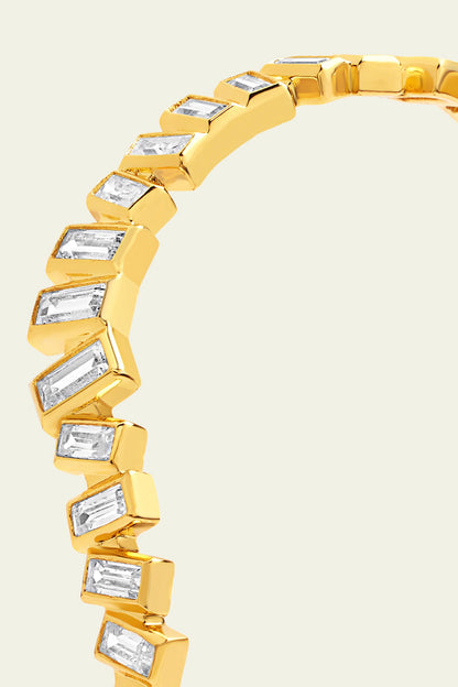 Cubic Zirconia Encrusted Quad Wave Cuff Bracelet 