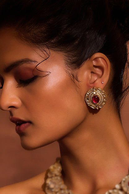 Round Embellished Stud Earrings 