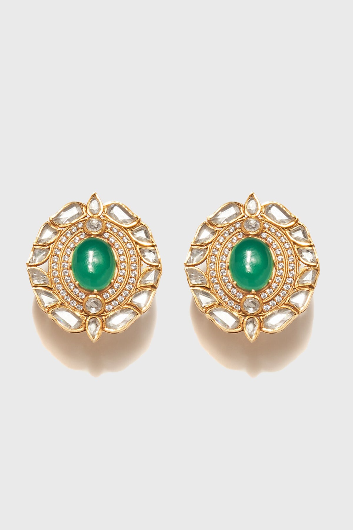 Round Onyx Embellished Stud Earrings 