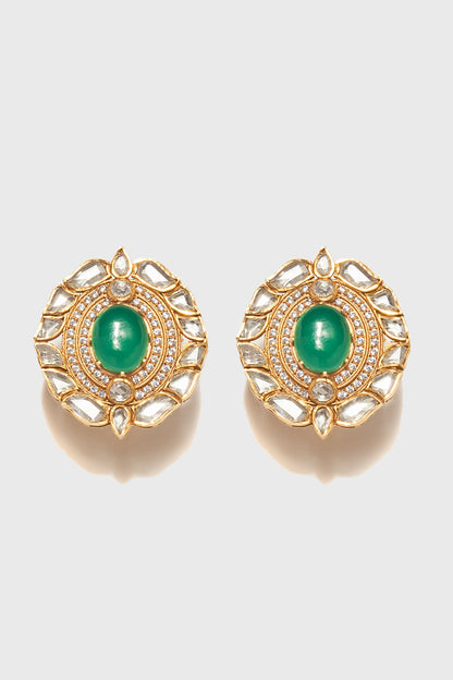 Round Onyx Embellished Stud Earrings 