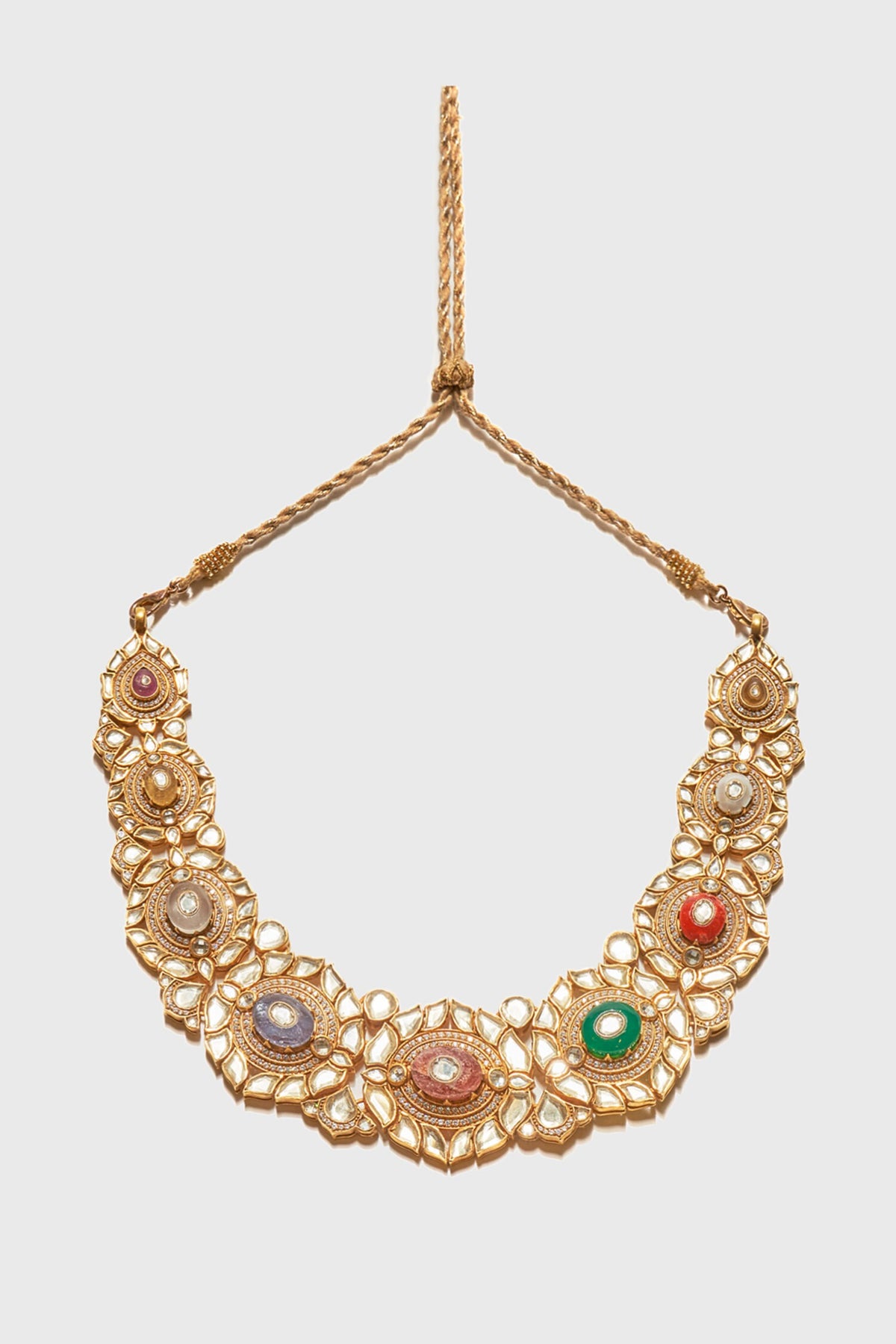 Floral Navratna Embellished Collar Necklace 