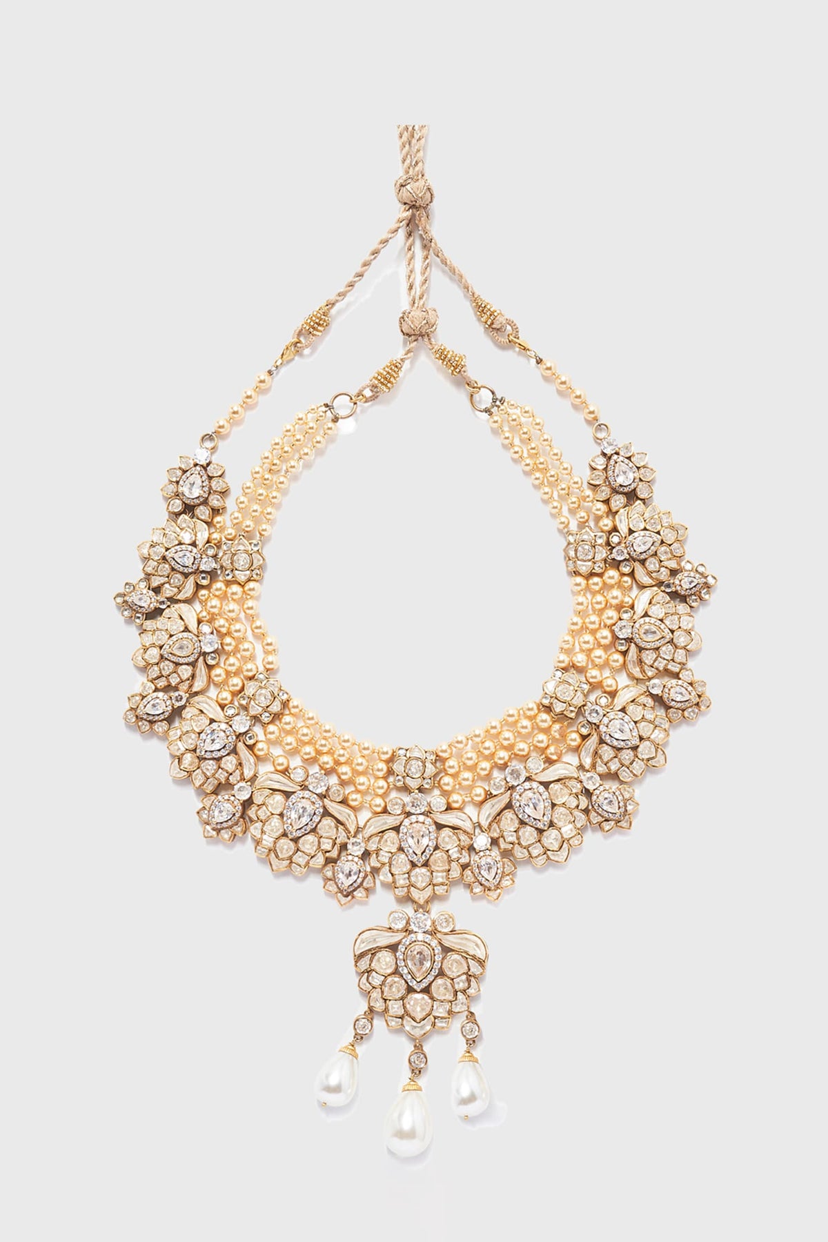 Floral Embellished Pendant Choker Necklace 