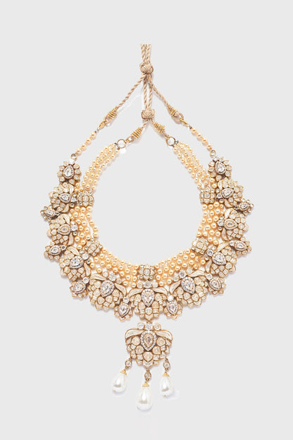Floral Embellished Pendant Choker Necklace 
