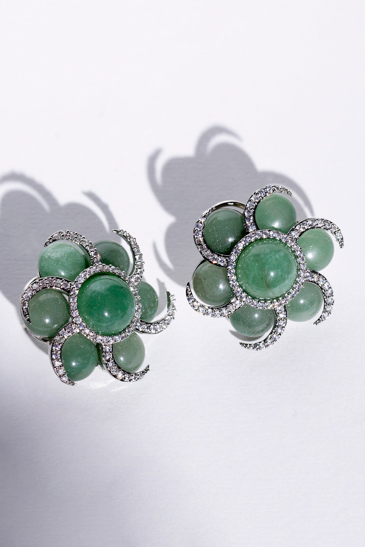 Spiral Stone Embellished Flower Earrings 