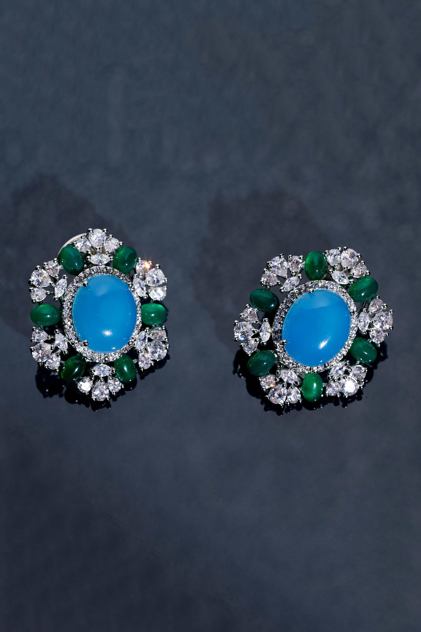 Swarovski Embellished Floral Cutwork Earrings 