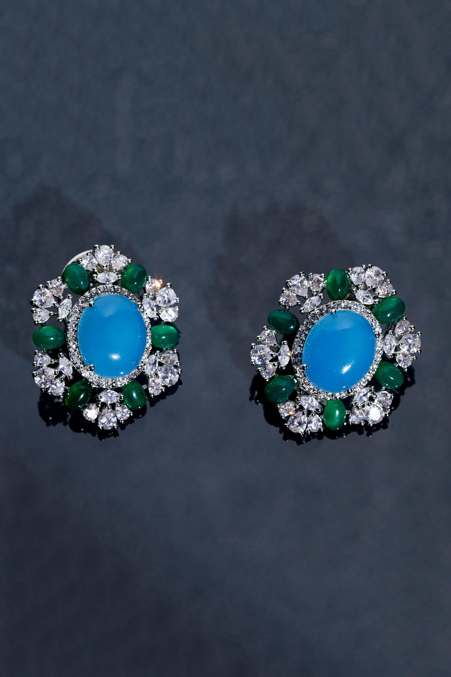 Swarovski Embellished Floral Cutwork Earrings 