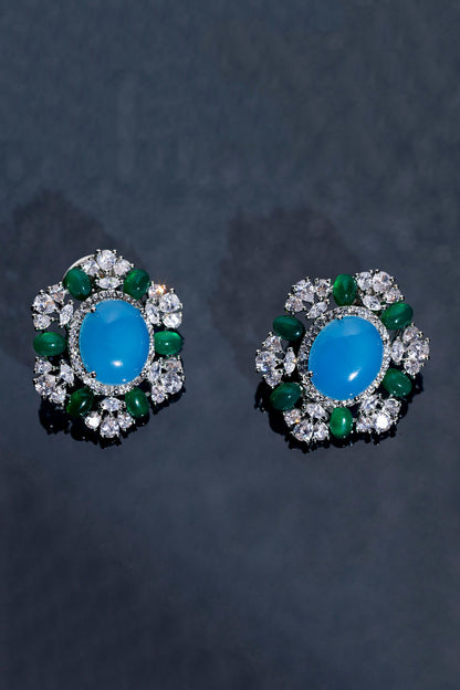 Swarovski Embellished Floral Cutwork Earrings 