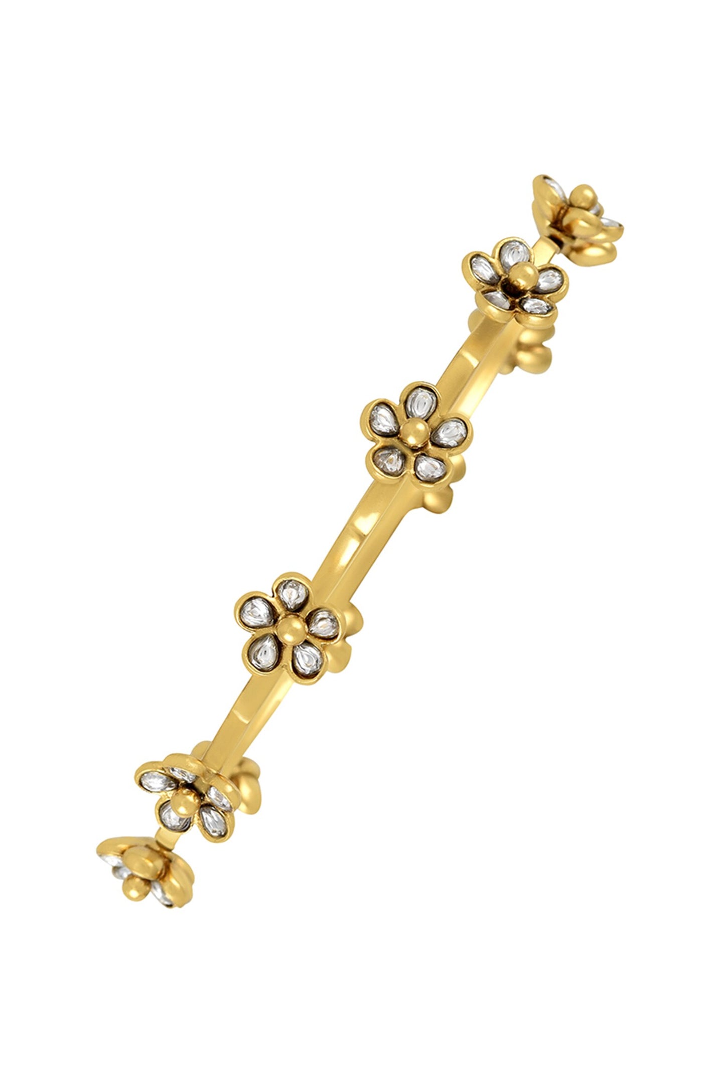 Cheshtha Stone Studded Floral Bangle- Single Pc 