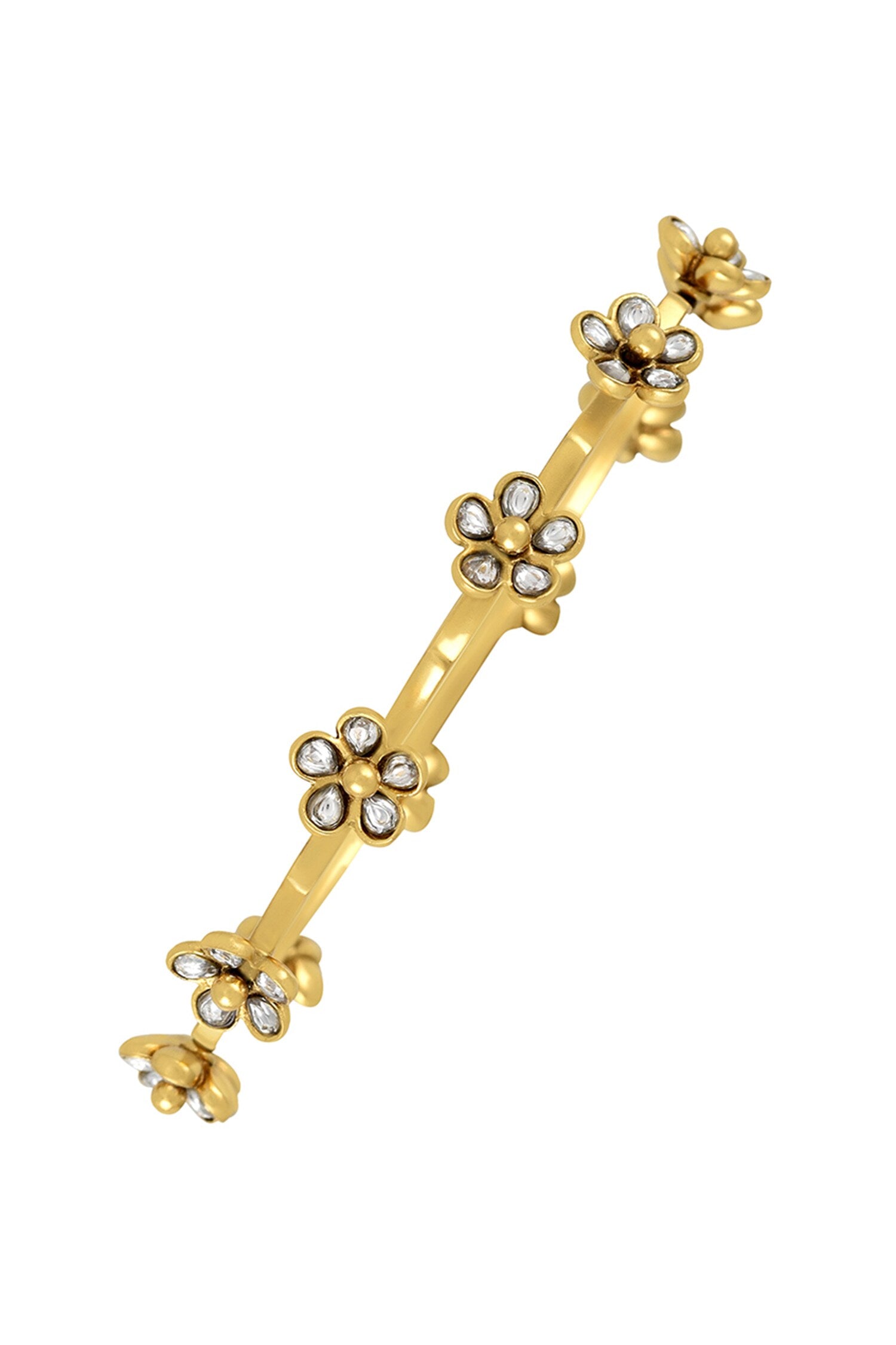Cheshtha Stone Studded Floral Bangle- Single Pc 