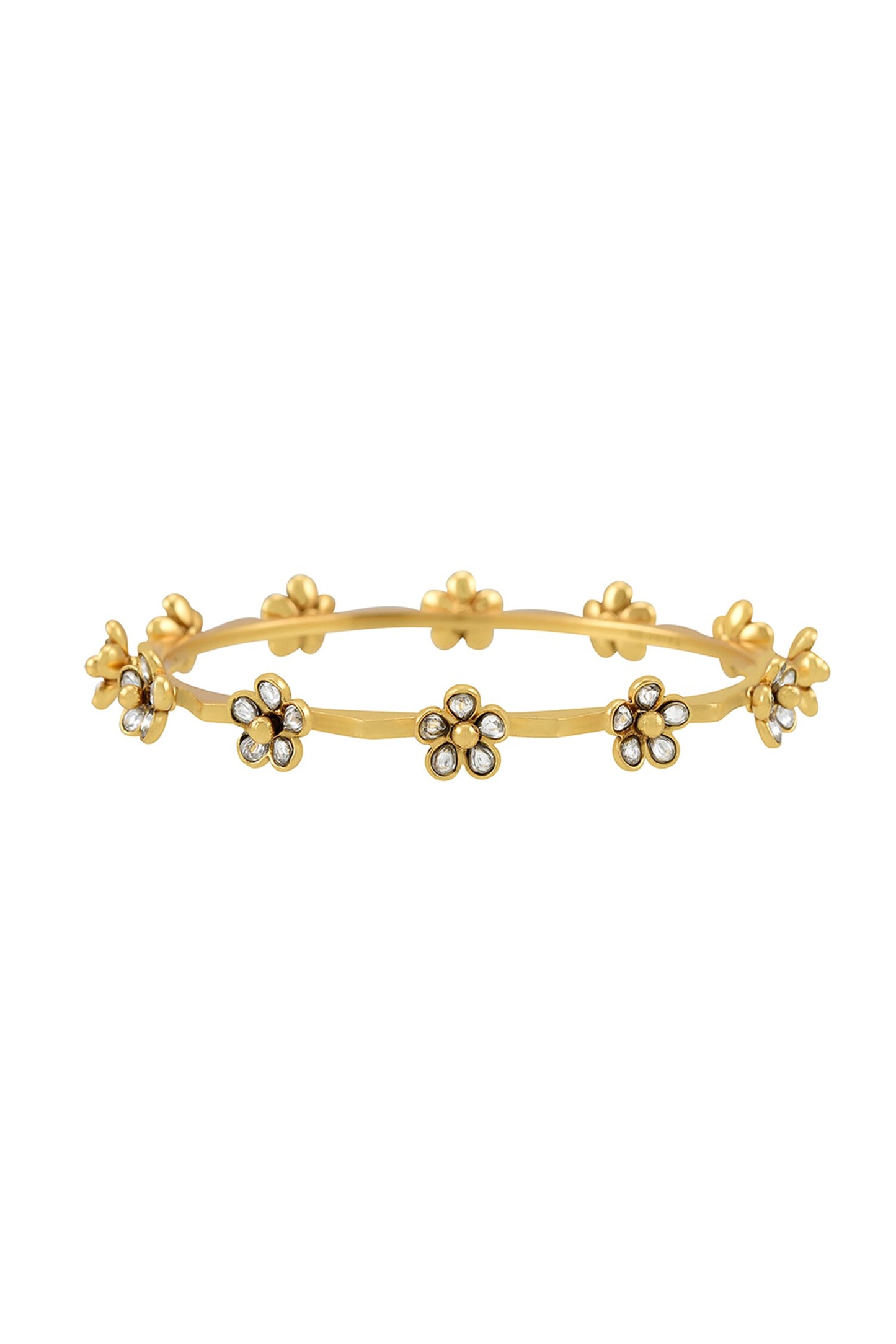 Cheshtha Stone Studded Floral Bangle- Single Pc 