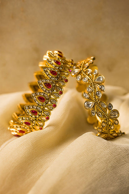 Anika Stone Studded Wave Bangle- Single Pc 