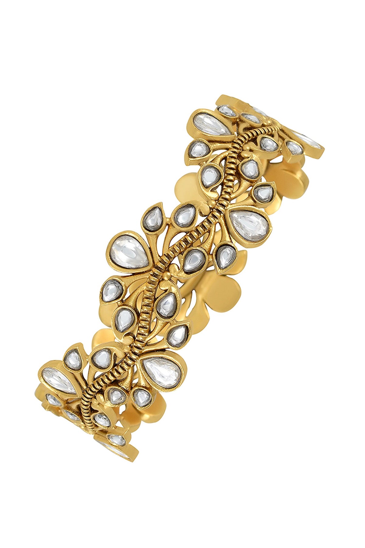 Anika Stone Studded Wave Bangle- Single Pc 