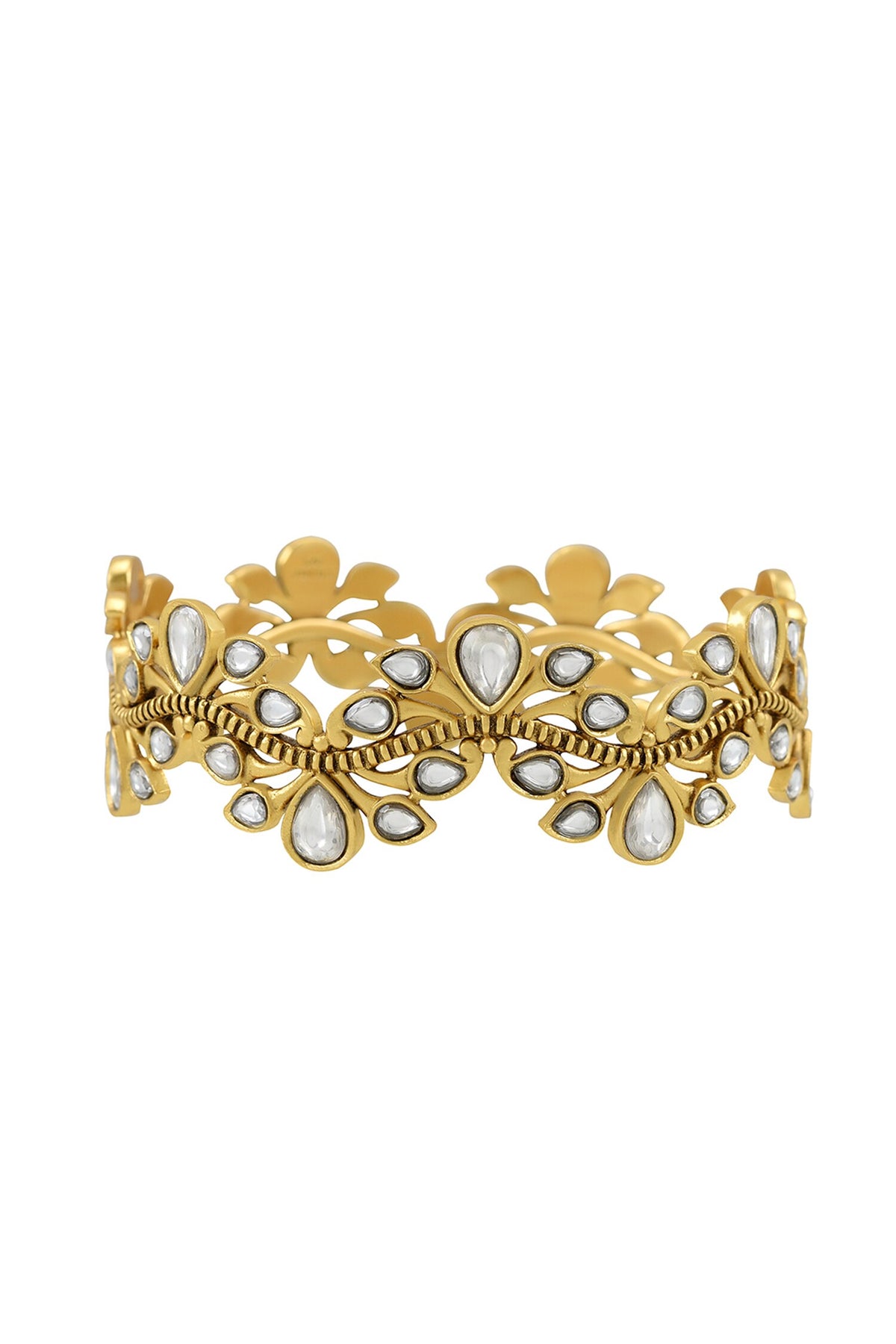 Anika Stone Studded Wave Bangle- Single Pc 
