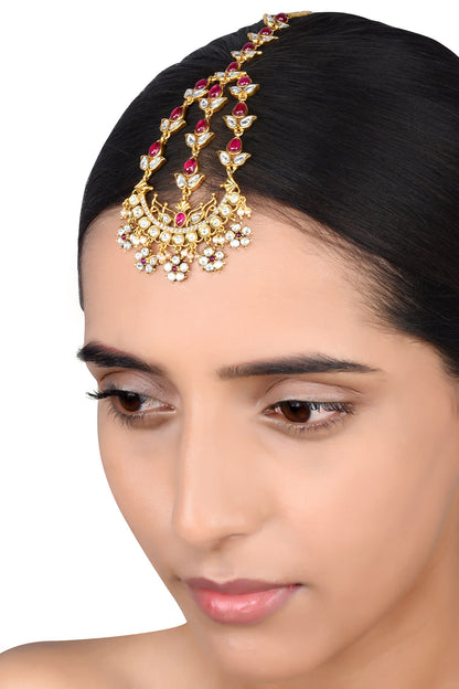 Hetvi Stone Studded Half Moon Maangtikkas 