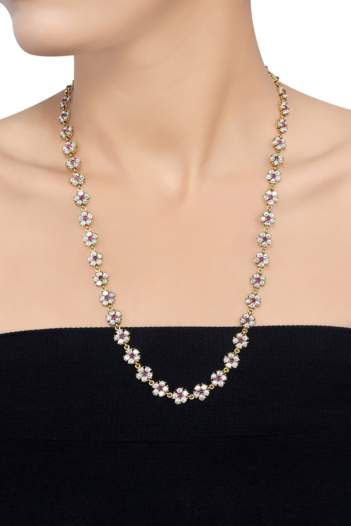 Hetvi Stone Studded Floral Necklace 