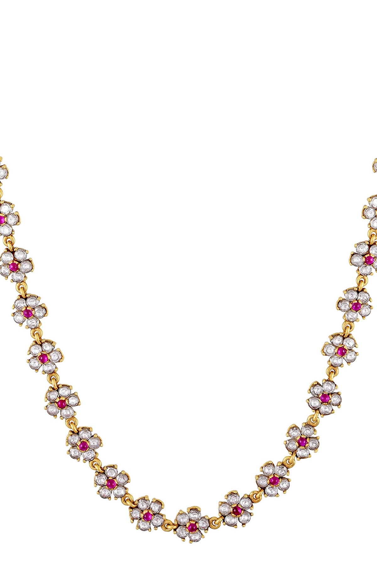 Hetvi Stone Studded Floral Necklace 