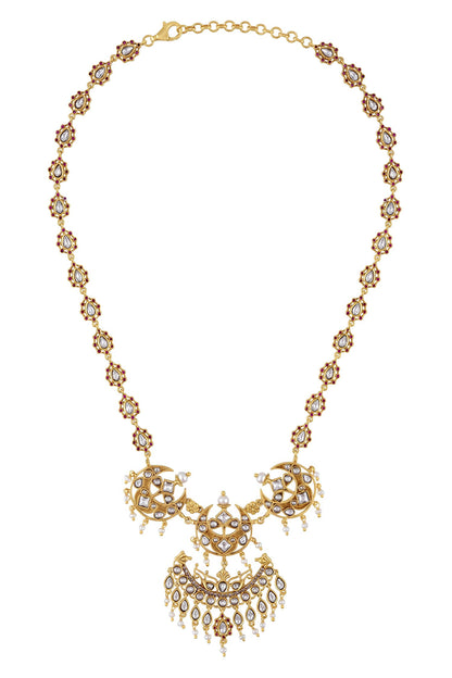 Malaya Stone Studded Half Moon Necklace 