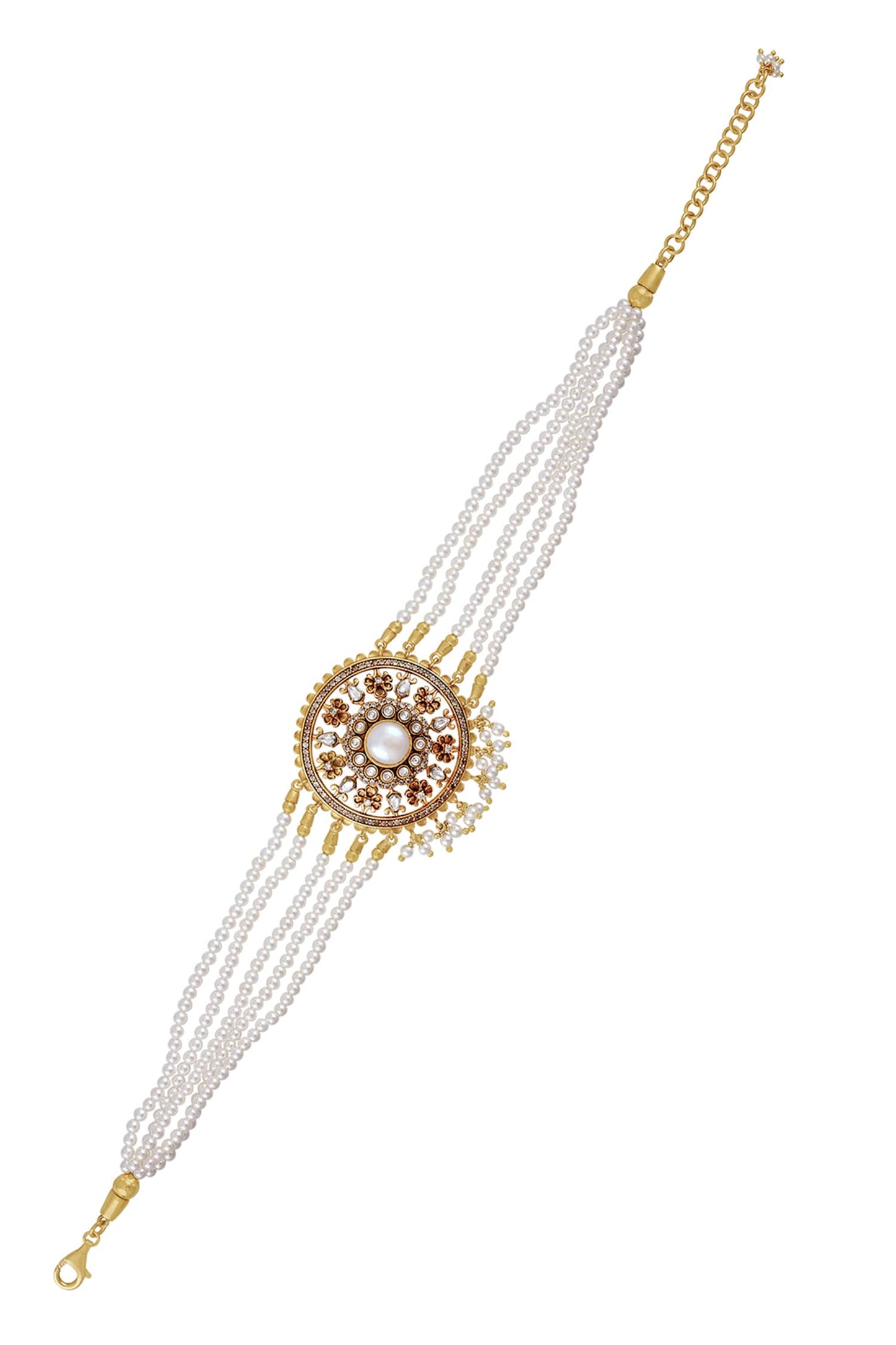 Gold Pearl Stone Studded Choker 
