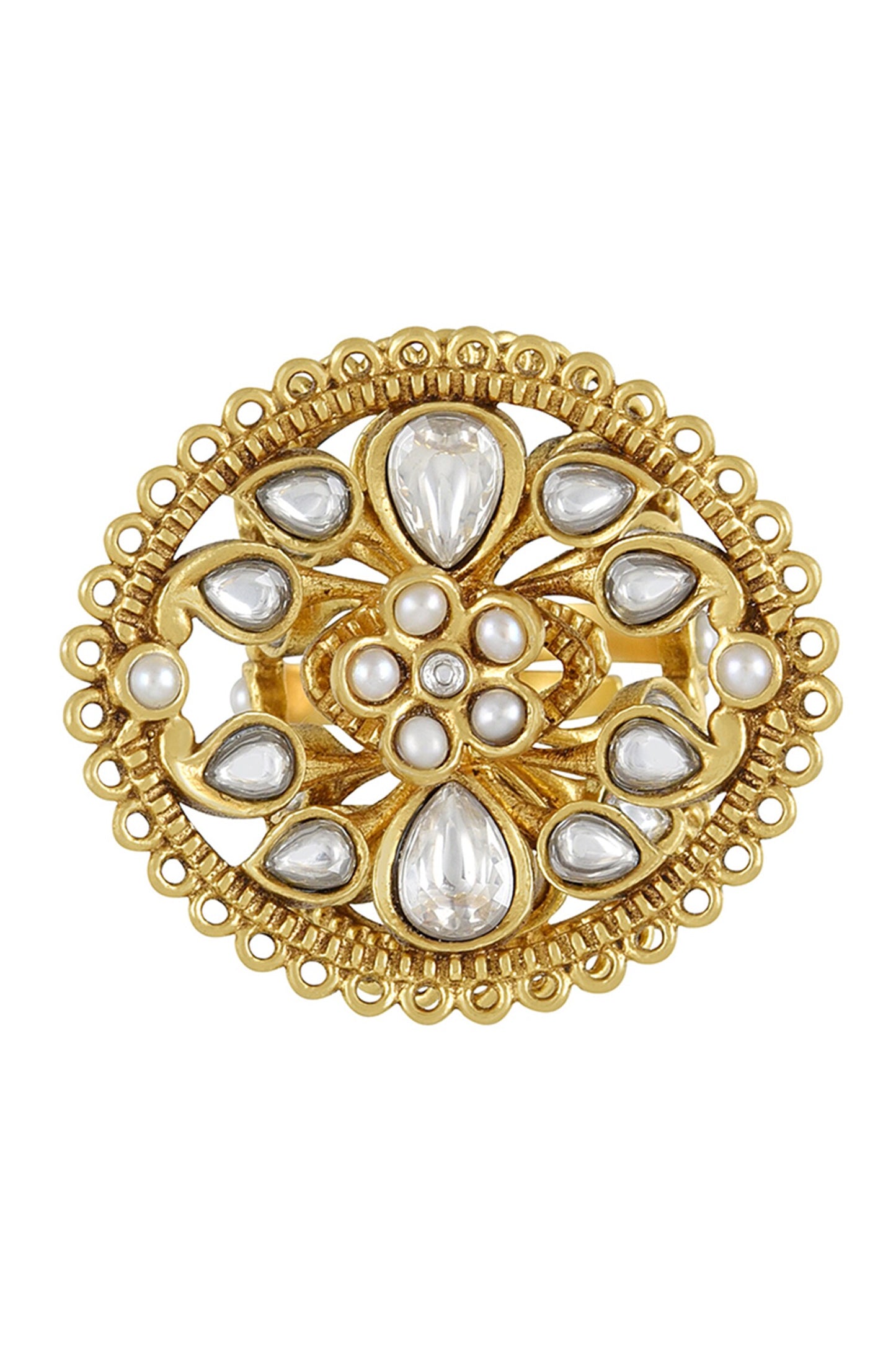 Kaashvi Stone Studded Floral Ring 