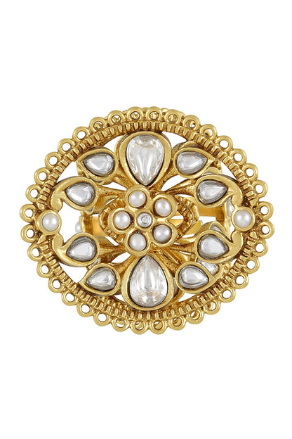 Kaashvi Stone Studded Floral Ring 