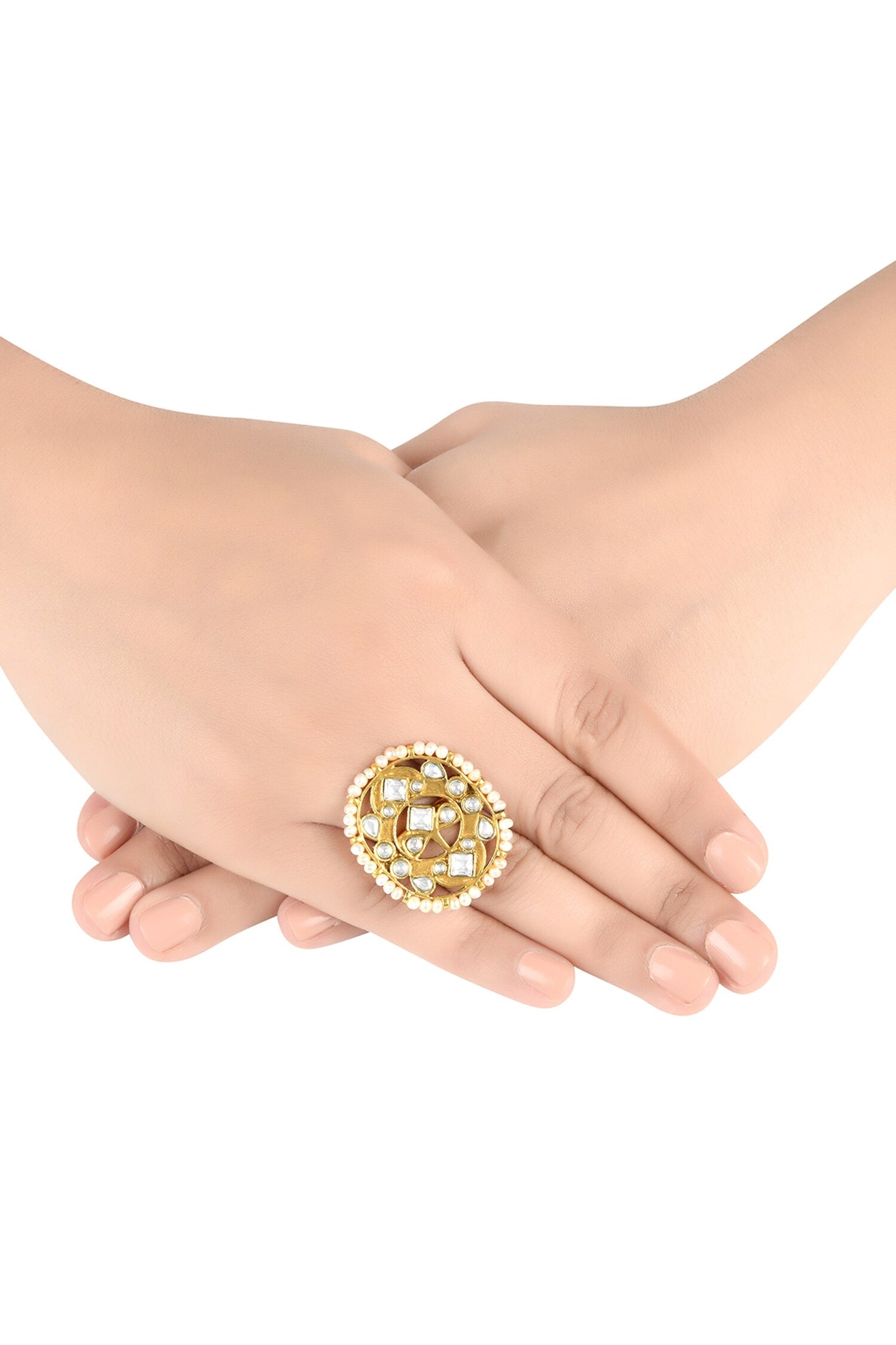 Malaya Stone Pearl Lined Ring 