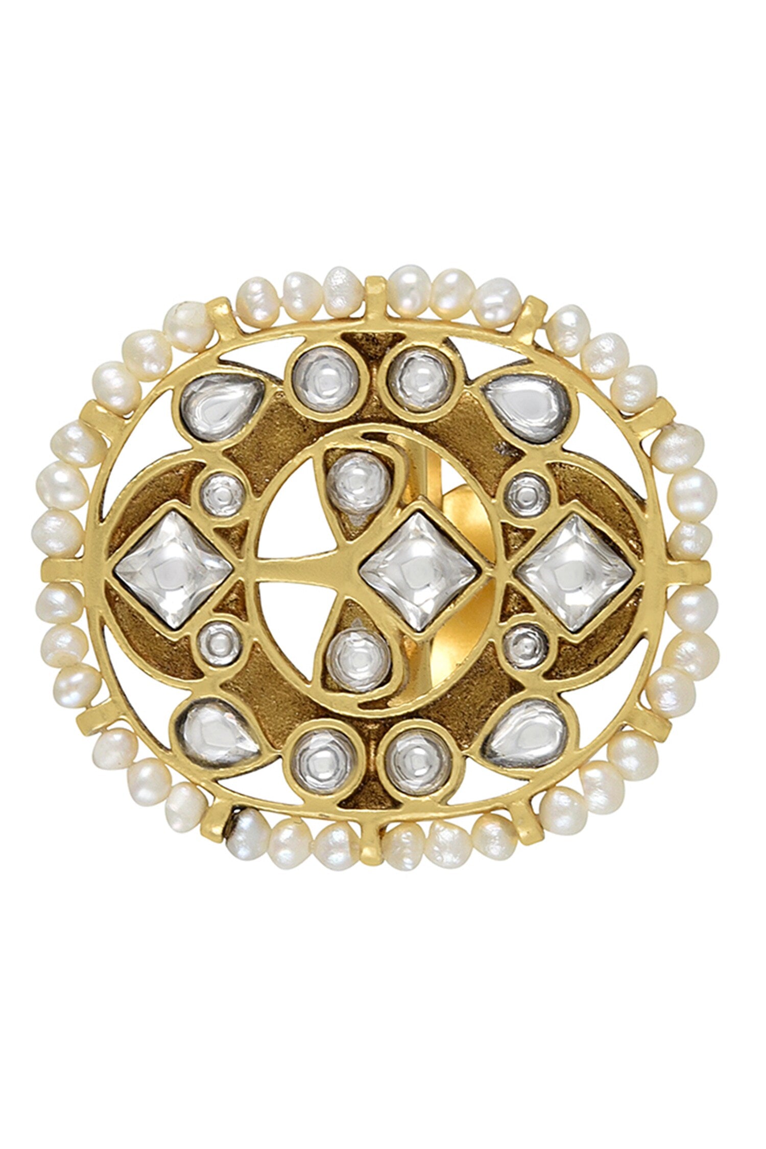 Malaya Stone Pearl Lined Ring 