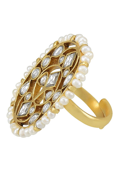 Malaya Stone Pearl Lined Ring 