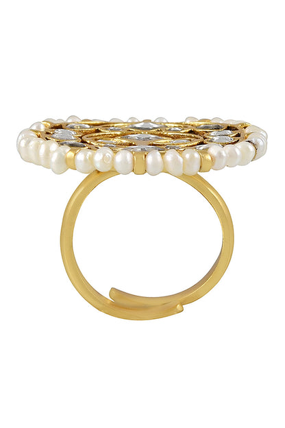Malaya Stone Pearl Lined Ring 